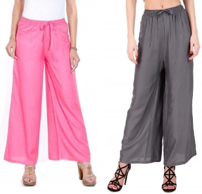 SriSaras Relaxed Women Pink, Grey Trousers