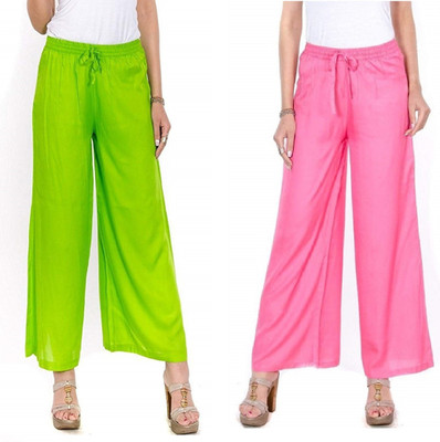 SriSaras Regular Fit, Relaxed Women Green, Pink Trousers