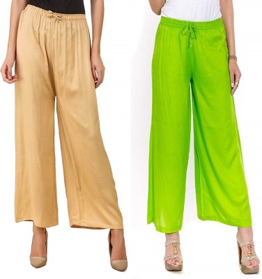 SriSaras Regular Fit, Relaxed Women Green, Beige Trousers