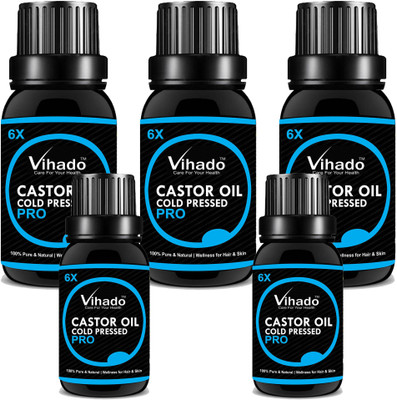 

Vihado 6x PRO Cold-Pressed 100% Pure Castor Oil Hair Oil -(18 ml) (Pack of 5)(18 ml)