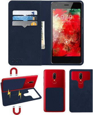 ACM Flip Cover for Intex Cloud Flash 4g(Blue, Cases with Holder, Pack of: 1)