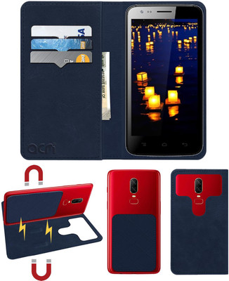 ACM Flip Cover for Videocon Infinium Z51q Star(Blue, Cases with Holder, Pack of: 1)