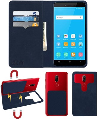 ACM Flip Cover for Gionee Pioneer P5L(Blue, Cases with Holder, Pack of: 1)