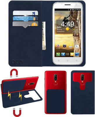 ACM Flip Cover for Spice Mi-510 Stellar Prime(Blue, Cases with Holder, Pack of: 1)