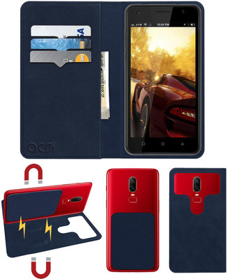 ACM Flip Cover for Ivoomi Me 5 Iv 505(Blue, Cases with Holder, Pack of: 1)