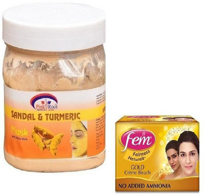

Pink Root SANDAL MASK 500GM WITH FEM GOLD BLEACH 50GM(Set of 2)
