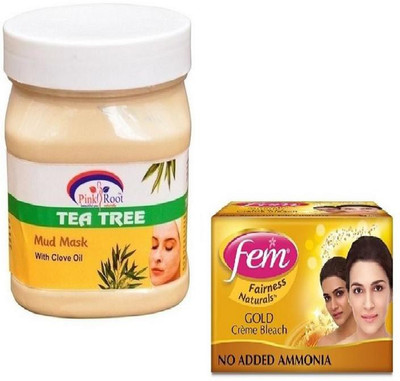 

Pink Root TEA TREE MASK 500GM WITH FEM GOLD BLEACH 50GM(Set of 2)