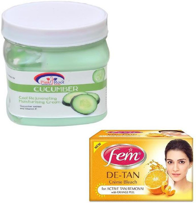 

Pink Root CUCUMBER CREAM 500GM WITH FEM DE-TAN BLEACH 50GM(Set of 2)
