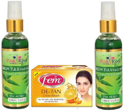 

Pink Root NEEM FACE WASH 2 PCS WITH FEM DE-TAN BLEACH 50GM(Set of 3)