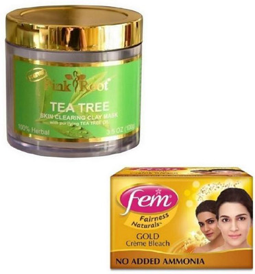 

Pink Root TEA TREE MASK 100GM WITH FEM GOLD BLEACH 50GM(Set of 2)