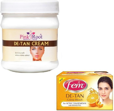 

Pink Root DE-TAN CREAM 500GM WITH FEM DE-TAN BLEACH 50GM(Set of 2)