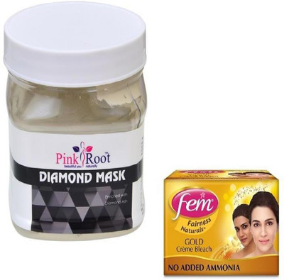 

Pink Root DIAMOND MASK 500GM WITH FEM GOLD BLEACH 50GM(Set of 2)
