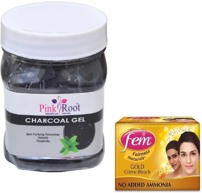 

Pink Root CHARCOAL GEL 500GM WITH FEM GOLD BLEACH 50GM(Set of 2)
