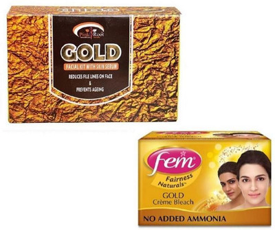 

Pink Root GOLD KIT 83 GM WITH FEM GOLD BLEACH 50GM(Set of 2)