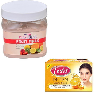 

Pink Root FRUIT MASK 500GM WITH FEM DE-TAN BLEACH 50GM(Set of 2)