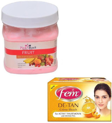 

Pink Root FRUIT CREAM 500GM WITH FEM DE-TAN BLEACH 50GM(Set of 2)