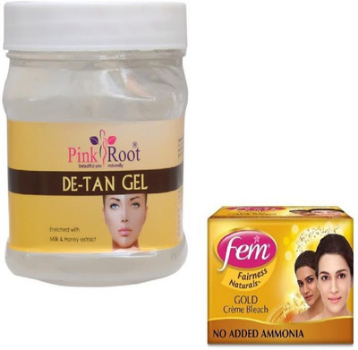 

Pink Root DE-TAN GEL 500GM WITH FEM GOLD BLEACH 50GM(Set of 2)