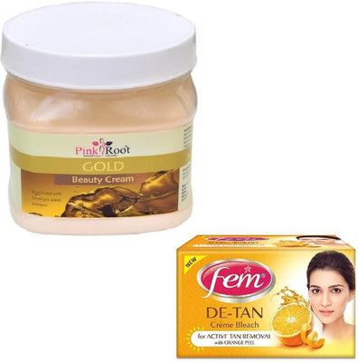 

Pink Root GOLD CREAM 500GM WITH FEM DE-TAN BLEACH 50GM(Set of 2)
