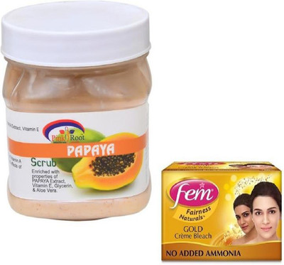 

Pink Root PAPAYA SCRUB 500GM WITH FEM GOLD BLEACH 50GM(Set of 2)