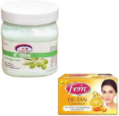 

Pink Root D OLIVE CREAM 500GM WITH FEM DE-TAN BLEACH 50GM(Set of 2)
