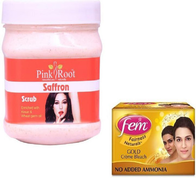

Pink Root SAFRON SCRUB 500GM WITH FEM GOLD BLEACH 50GM(Set of 2)