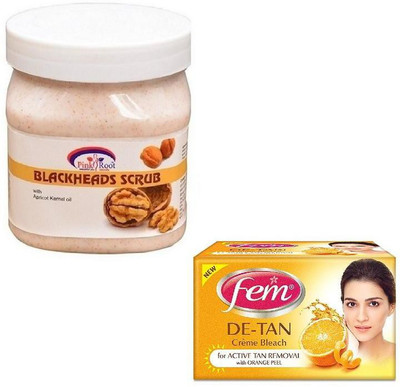 

Pink Root BLACKHEADS SCRUB 500GM WITH FEM DE-TAN BLEACH 50GM(Set of 2)