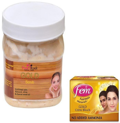 

Pink Root GOLD SCRUB 500GM WITH FEM GOLD BLEACH 50GM(Set of 2)