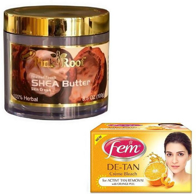 

Pink Root SHEA BUTTER CREAM 100GM WITH FEM DE-TAN BLEACH 50GM(Set of 2)