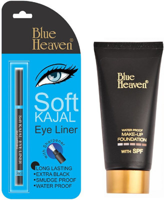

Blue Heaven Soft Kajal Eyeliner with tube foundation(Set of 2)
