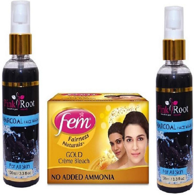 

Pink Root CHARCOAL FACE WASH 2 PCS WITH FEM GOLD BLEACH 50GM(Set of 3)