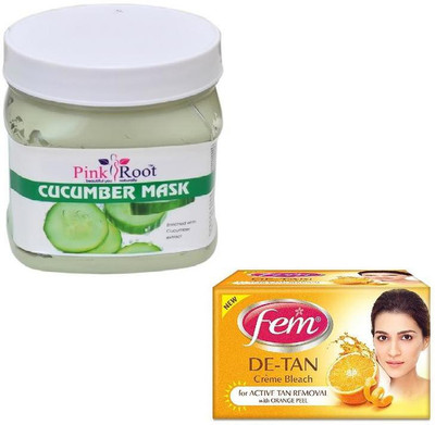 

Pink Root CUCUMBER MASK 500GM WITH FEM DE-TAN BLEACH 50GM(Set of 2)