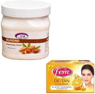 

Pink Root ALMOND CREAM 500GM WITH FEM DE-TAN BLEACH 50GM(Set of 2)