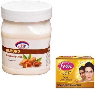 

Pink Root ALMOND CREAM 500GM WITH FEM GOLD BLEACH 50GM(Set of 2)