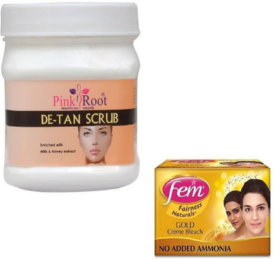 

Pink Root DE-TAN SCRUB 500GM WITH FEM GOLD BLEACH 50GM(Set of 2)