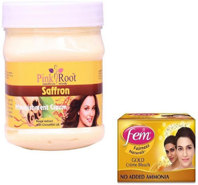 

Pink Root SAFRON CREAM 500GM WITH FEM GOLD BLEACH 50GM(Set of 2)