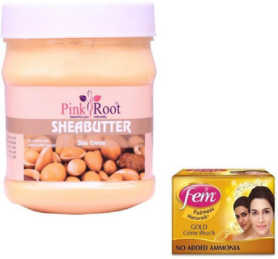 

Pink Root SHEA BUTTER CREAM 500GM WITH FEM GOLD BLEACH 50GM(Set of 2)