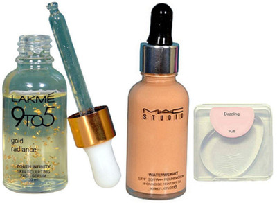 

dazzling Silicon Puffs & Waterweight SPF 30 Foundation, 9to5 Face Serum(Set of 3)