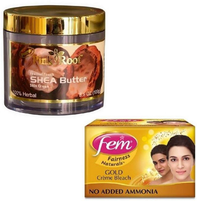 

Pink Root SHEA BUTTER CREAM 100GM WITH FEM GOLD BLEACH 50GM(Set of 2)