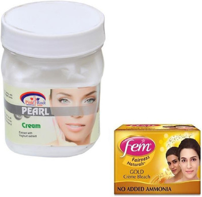 

Pink Root PEARL CREAM 500GM WITH FEM GOLD BLEACH 50GM(Set of 2)