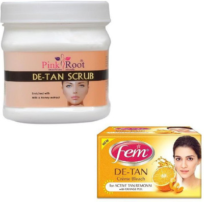 

Pink Root DE-TAN SCRUB 500GM WITH FEM DE-TAN BLEACH 50GM(Set of 2)