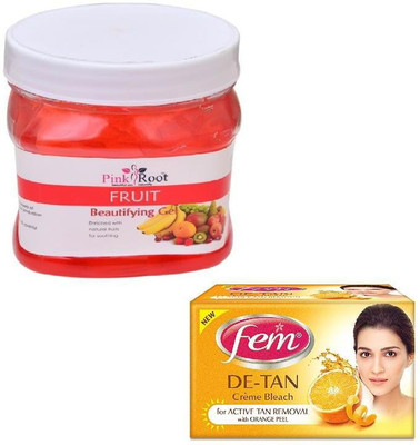 

Pink Root FRUIT GEL 500GM WITH FEM DE-TAN BLEACH 50GM(Set of 2)