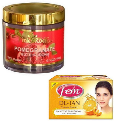 

Pink Root POMEGRANATE SCRUB 100GM WITH FEM DE-TAN BLEACH 50GM(Set of 2)