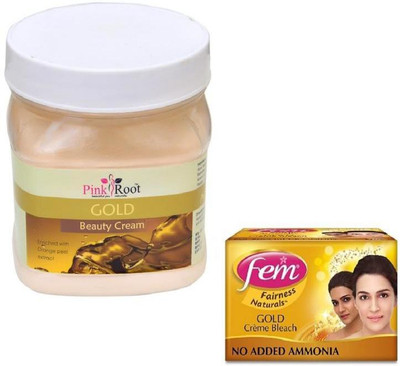 

Pink Root GOLD CREAM 500GM WITH FEM GOLD BLEACH 50GM(Set of 2)