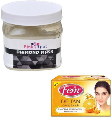 

Pink Root DIAMOND MASK 500GM WITH FEM DE-TAN BLEACH 50GM(Set of 2)
