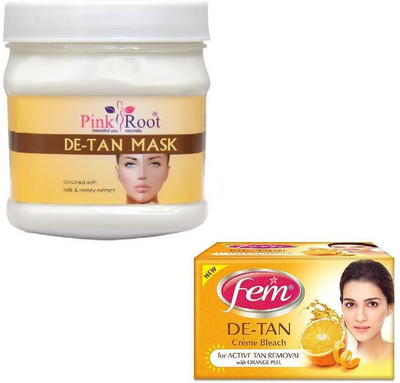 

Pink Root DE-TAN MASK 500GM WITH FEM DE-TAN BLEACH 50GM(Set of 2)