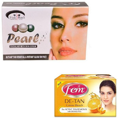 

Pink Root PEARL KIT 83 GM WITH FEM DE-TAN BLEACH 50GM(Set of 2)