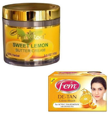 

Pink Root SWEET LEMON CREAM 100GM WITH FEM DE-TAN BLEACH 50GM(Set of 2)