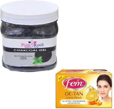 

Pink Root CHARCOAL GEL 500GM WITH FEM DE-TAN BLEACH 50GM(Set of 2)