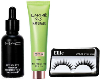 

ELLIE Eyelashes, Hyper Real Foundation, 9to5 Naturale Cc Cream(Set of 3)