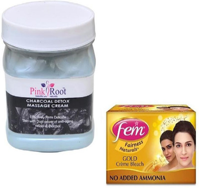 

Pink Root CHARCOAL CREAM 500GM WITH FEM GOLD BLEACH 50GM(Set of 2)